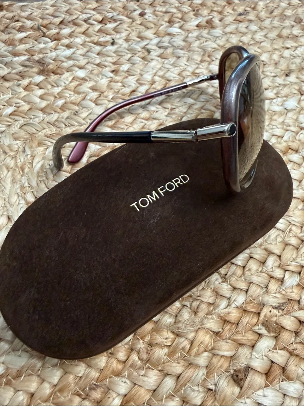 Tom Ford Clothide Women’s Purple Brown Gradient Oversized Sunglasses TF162